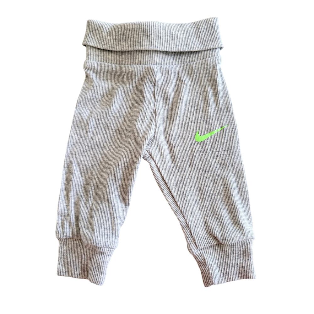Nike Gray Ribbed Fold Over Waistband Baby Pants - 6 Months